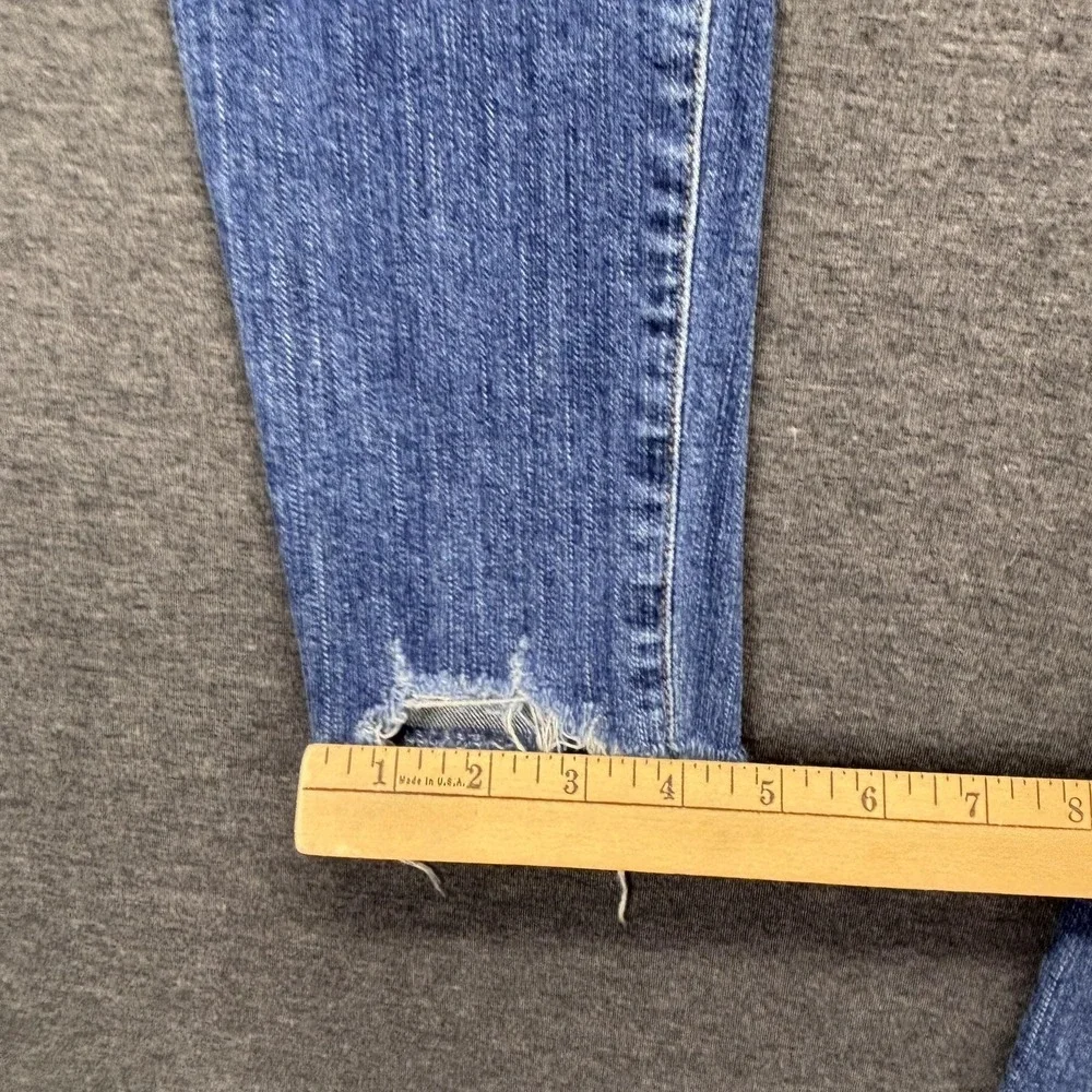AGOLDE Jeans Womens 27 Blue Distressed Skinny Raw Hem Mid Rise 28x29‎ Made USA